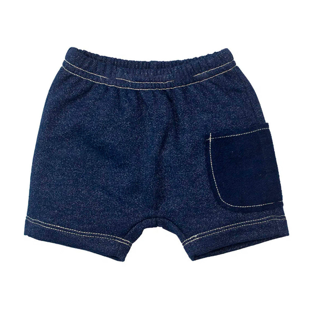 Short Com Bolso Menino Moletinho Jeans Marinho - Tilly Baby