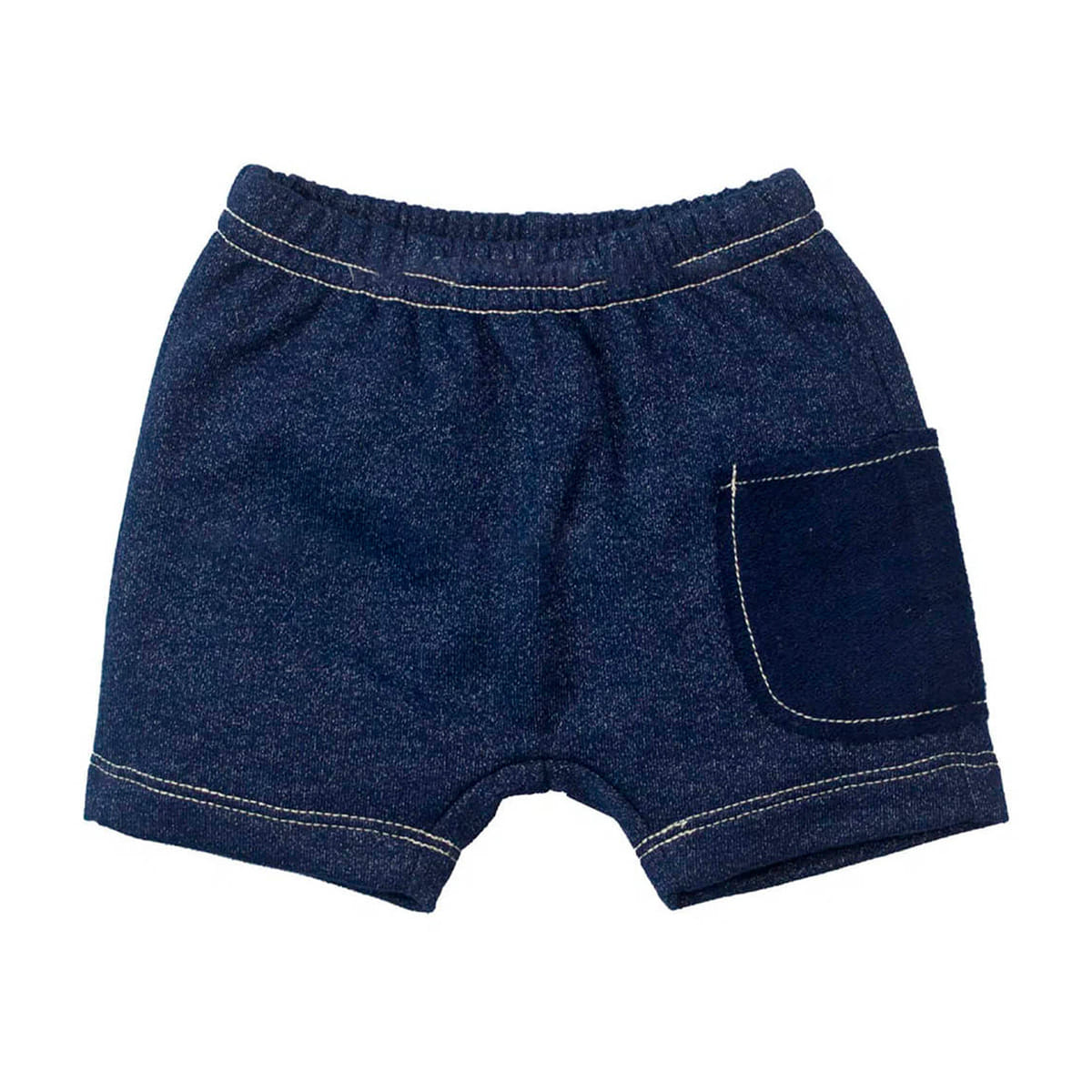 Short Com Bolso Menino Moletinho Jeans Marinho - Tilly Baby