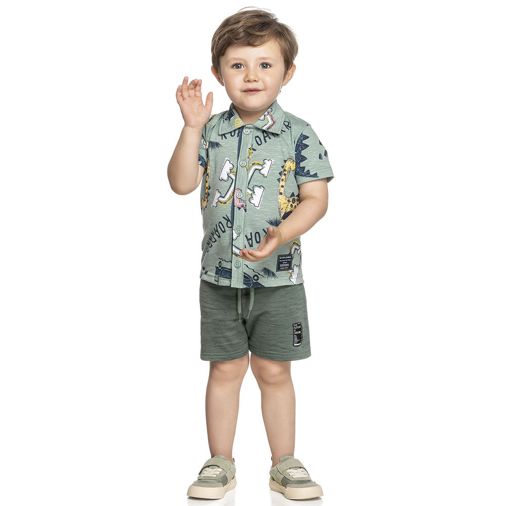 Camisa Infantil Menino em Malha Flamê Dinos - Elian