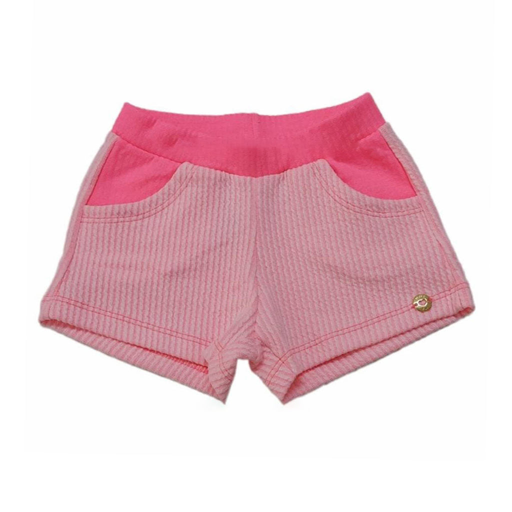 Short Infantil Jacquard Listrado Pink Fluor - Have Fun