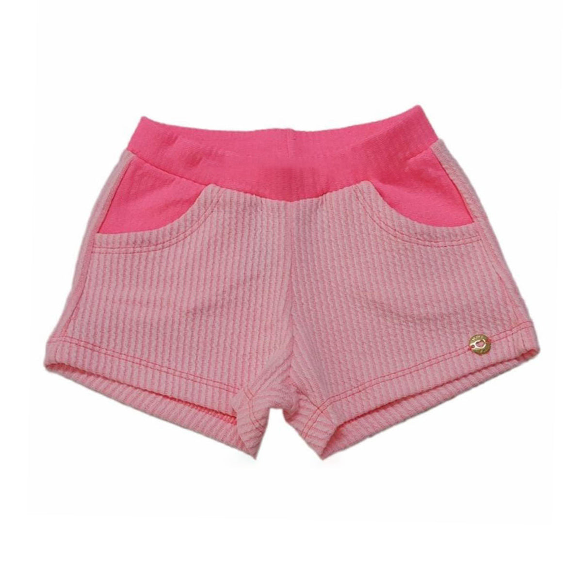Short Infantil Jacquard Listrado Pink Fluor - Have Fun