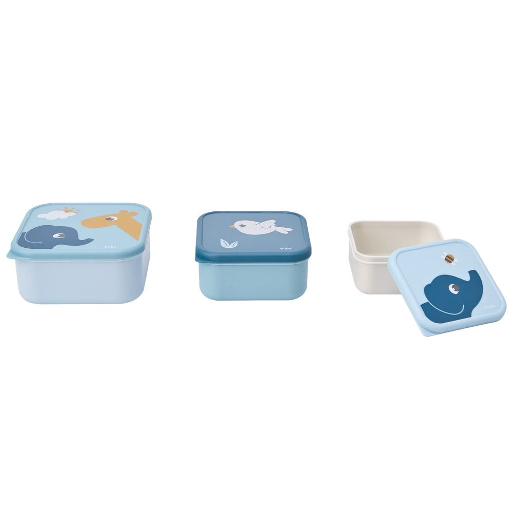Kit 3 Potinhos Para Bebê Cloudy Azul - Buba