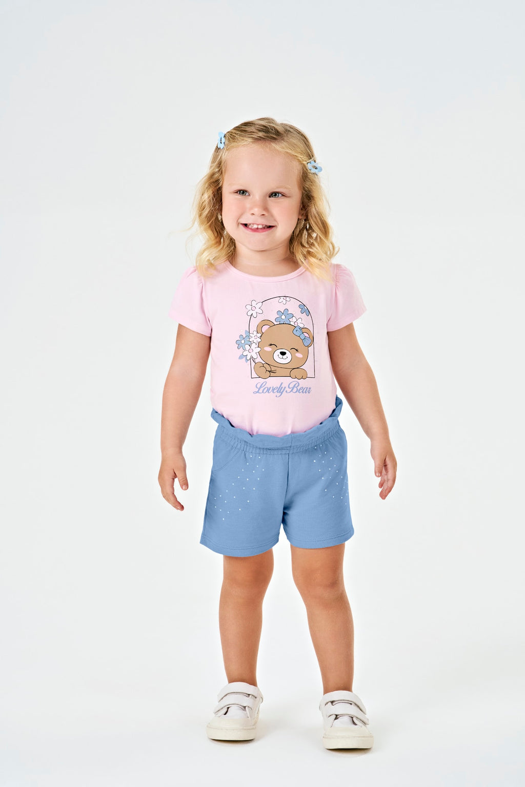 Short Infantil Menina em Moletinho Strass - Kiko e Kika