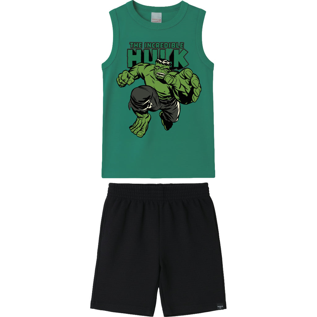 Conjunto Infantil Menino Regata e Barmuda Hulk - Malwee Kids