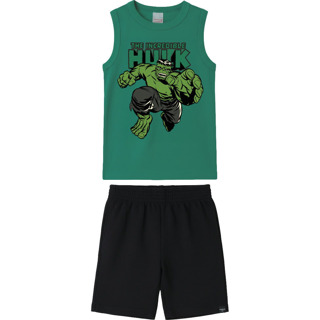 Conjunto Infantil Menino Regata e Barmuda Hulk - Malwee Kids