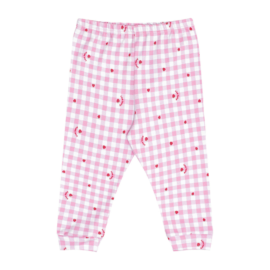 Calça Bebê Menina Suedine Morangos Xadrez - Kiko Baby