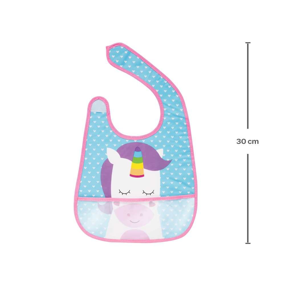 Babador Bebê Impermeável Atoalhado Para Alimentação Unicórnio - Buba