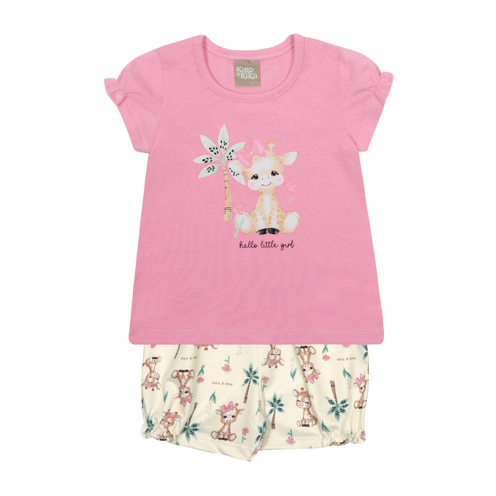 Conjunto Bebê Blusa Cotton e Shorts em Crepe - Kiko e Kika
