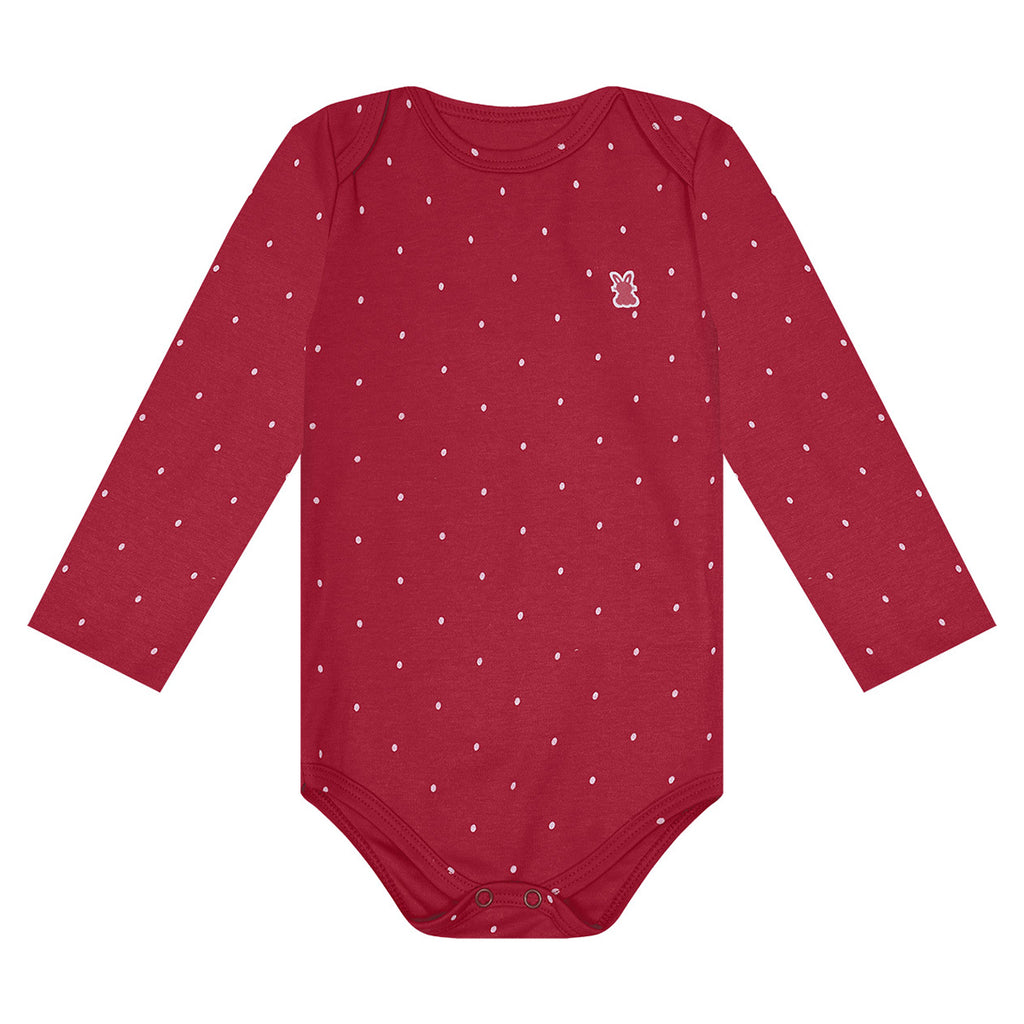 Body Manga Longa Bebê Menina Suedine Poá - Kiko Baby