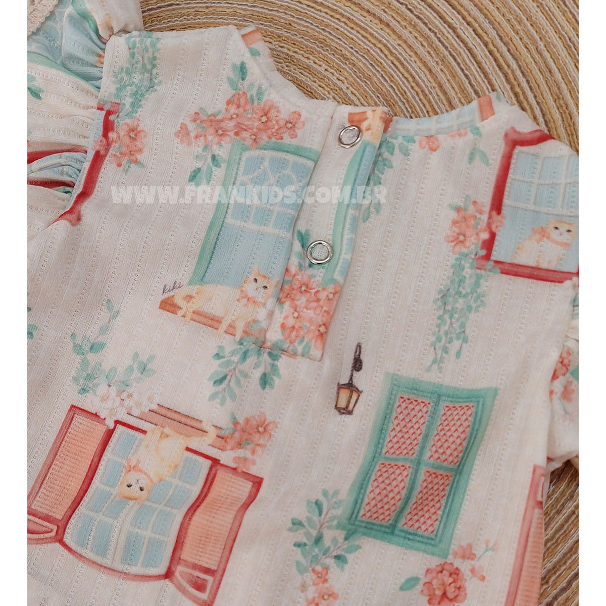 Conjunto Bebê Salopete e Body Jacquard Estampado - Kiki Xodó
