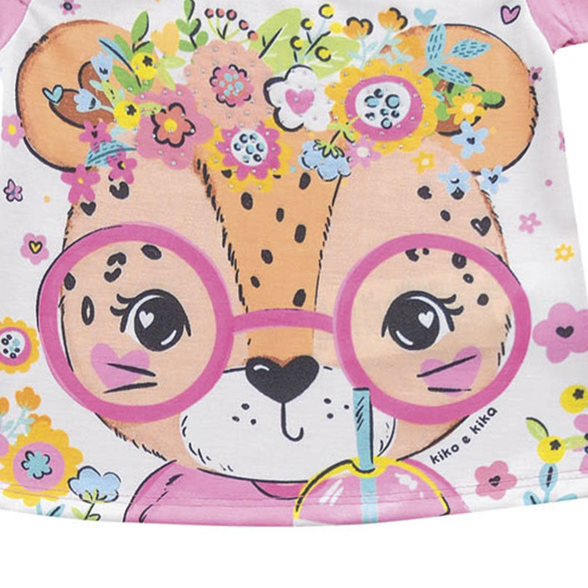 Blusa Infantil Manga Curta Oncinha - Kiko e Kika