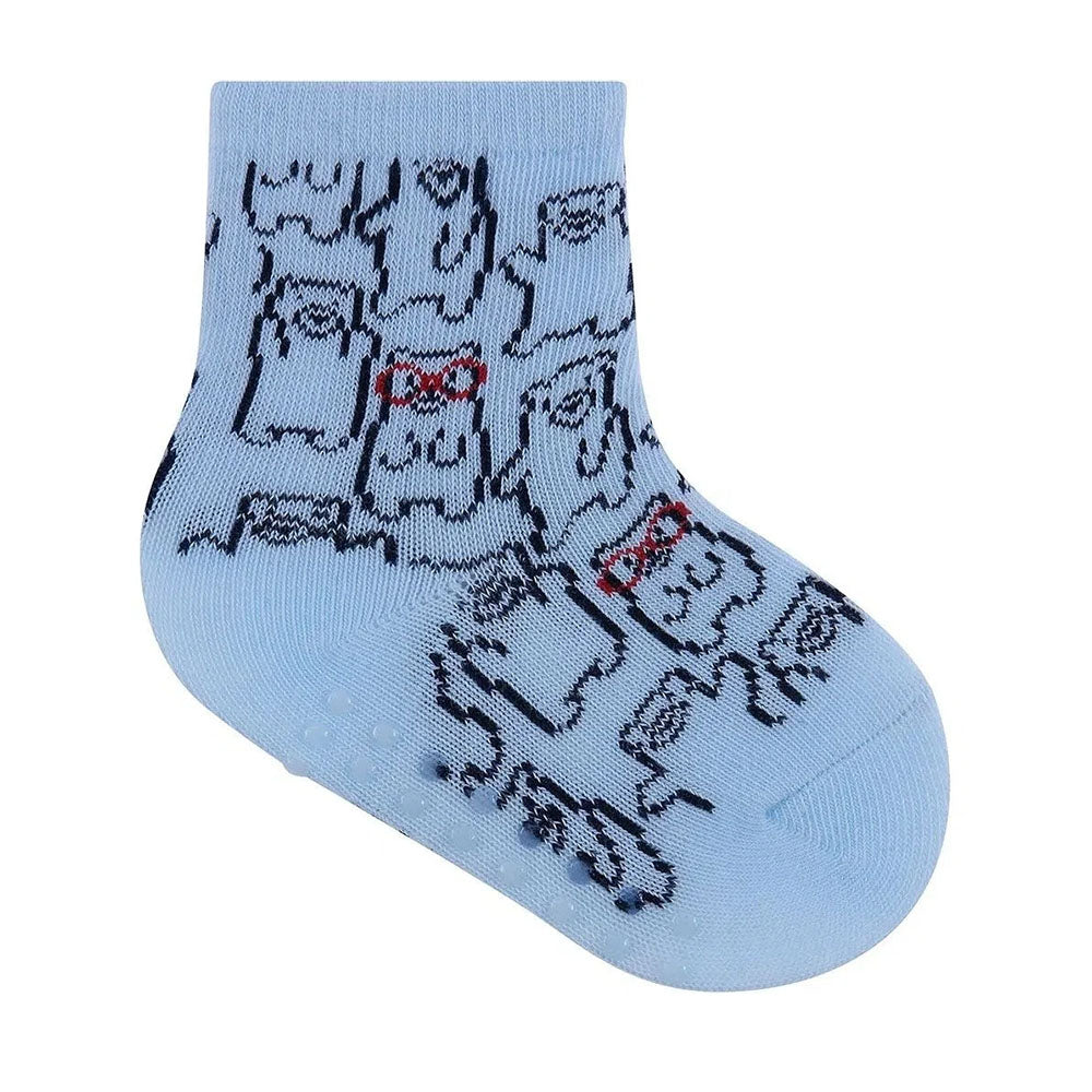 Kit 3 Pares Meia Antiderrapante Menino 16-20 Formas - Pimpolho