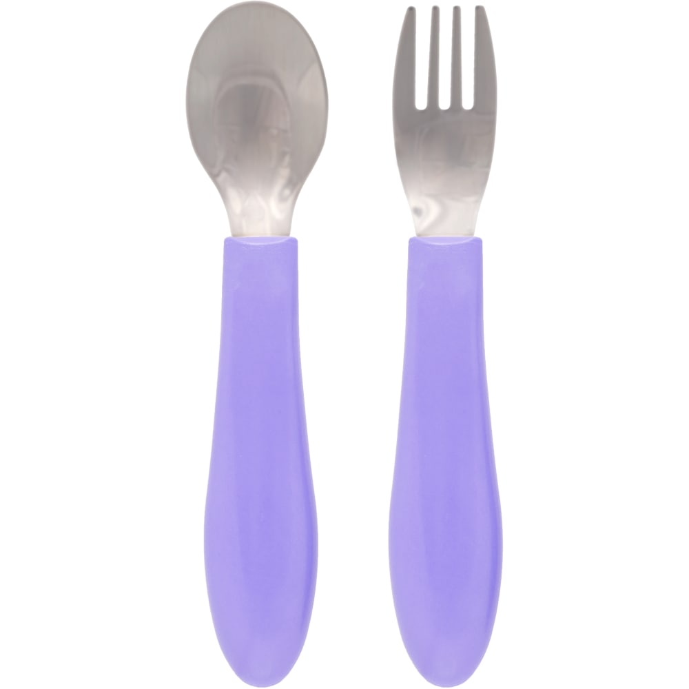 Kit Talher Bebê Colher e Garfo Buba Zoo Roxo - Buba