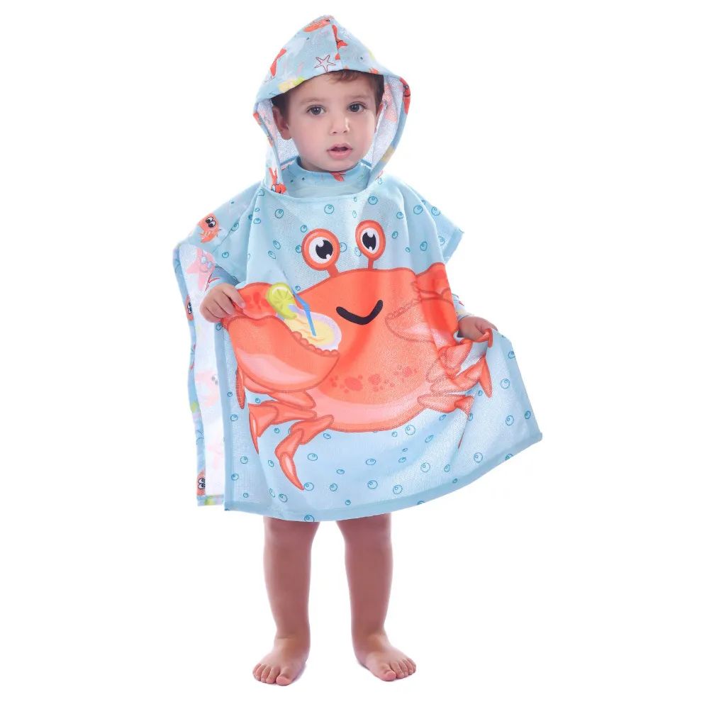 Toalha Poncho Bebê Menino Caranguejos - Everly