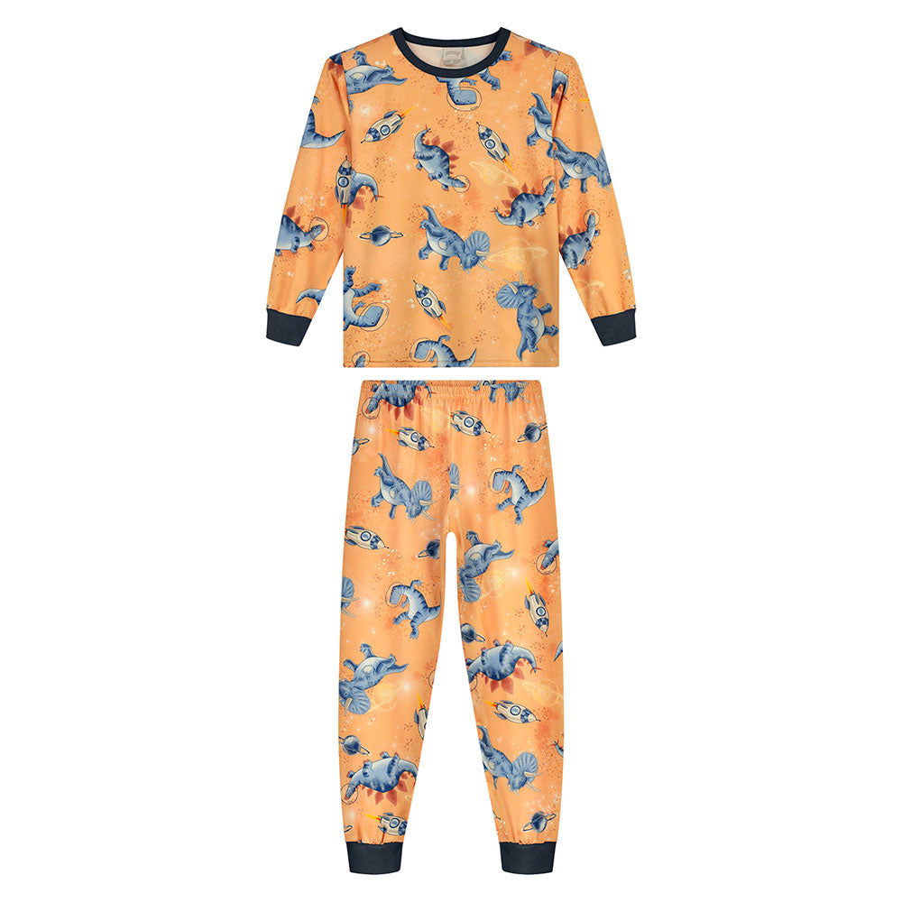 Pijama Infantil Menina Malha Modelli Space Dino - Alakazoo