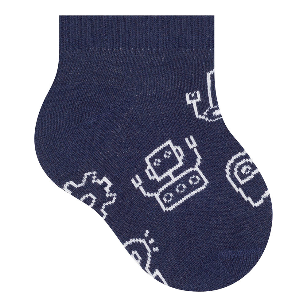 Kit 3 Pares Meia Cano Curto Bebê Menino Robô - Selene