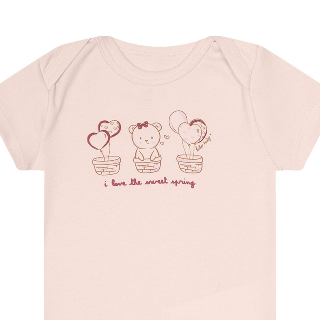 Body Manga Curta Bebê Menina Suedine Ursinha - Kiko Baby