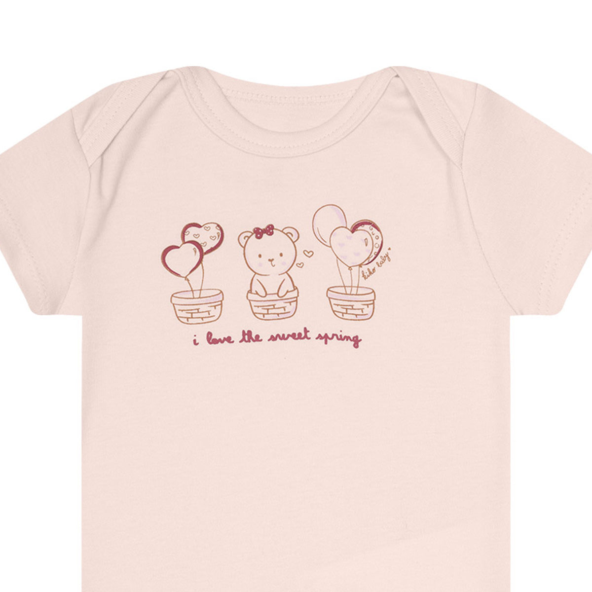 Body Manga Curta Bebê Menina Suedine Ursinha - Kiko Baby