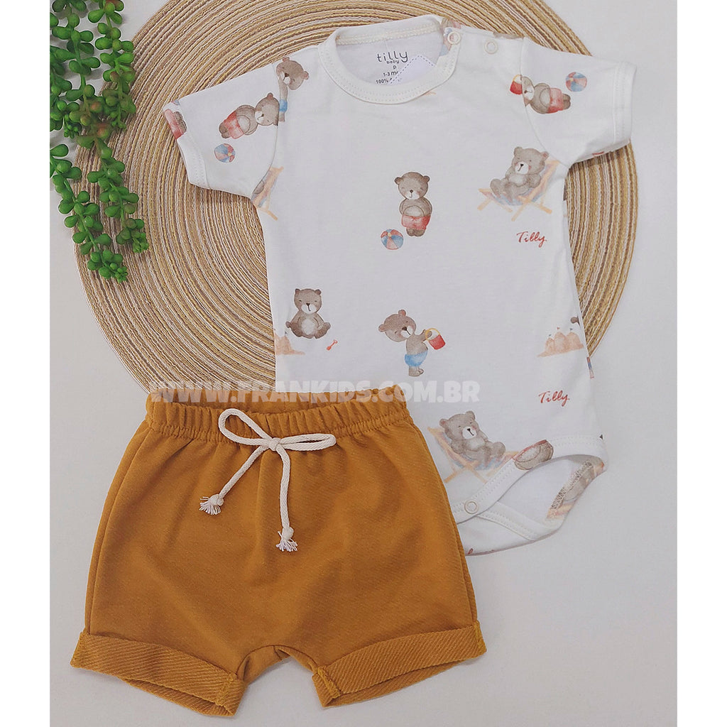 Conjunto Body e Short Bebê Menino Ursinhos - Tilly Baby