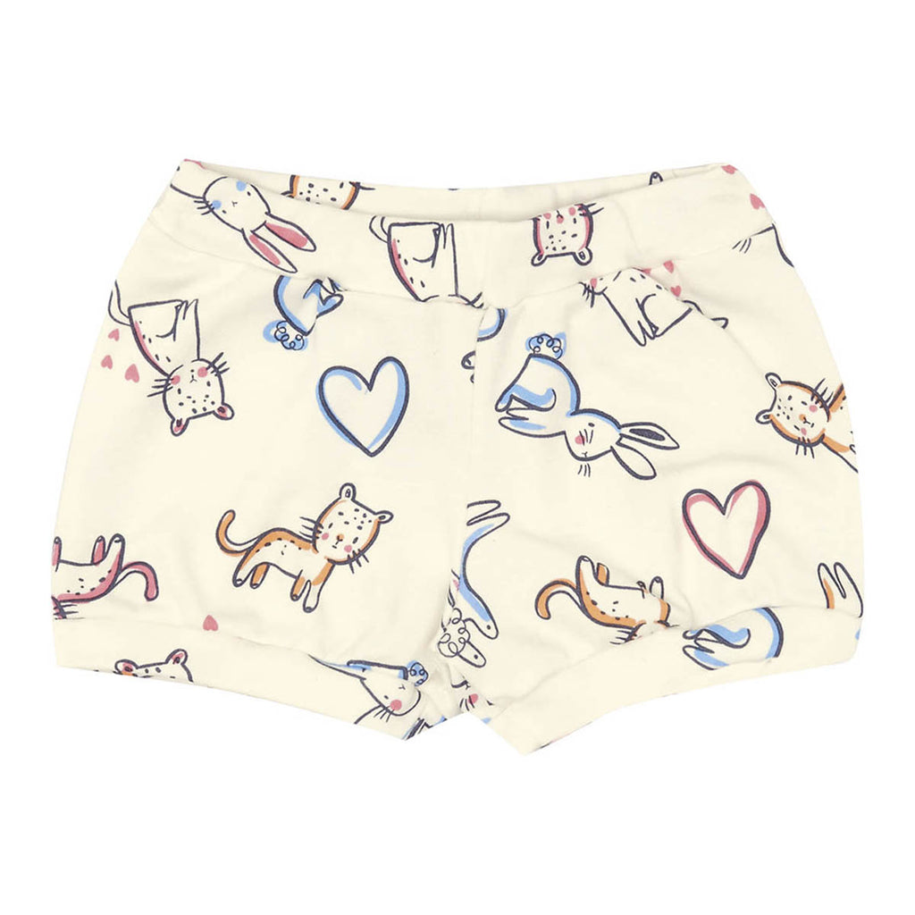 Short Bebê Menina em Suedine Coelhos - Kiko Baby