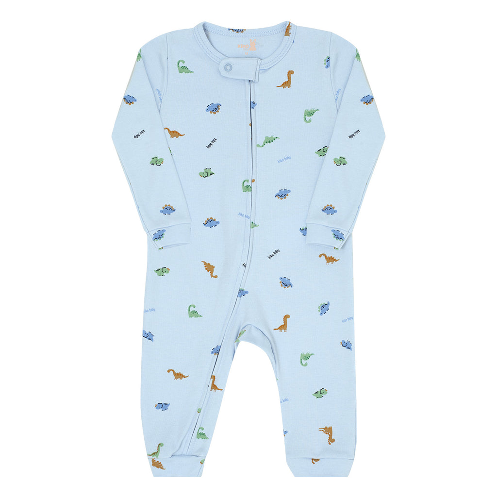 Macacão Bebê Menino em Suedine C/ Zíper Dinos - Kiko Baby
