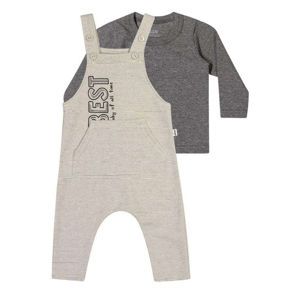 Conjunto Camiseta M. Malha e Macacão em Moletom Peluciado - Elian