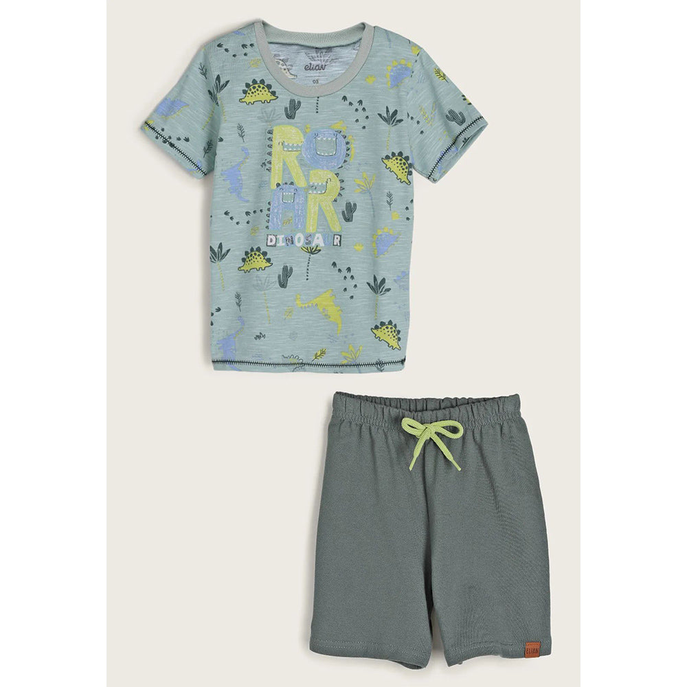 Conjunto Camiseta em Malha Flamê e Bermuda em Moletom - Elian