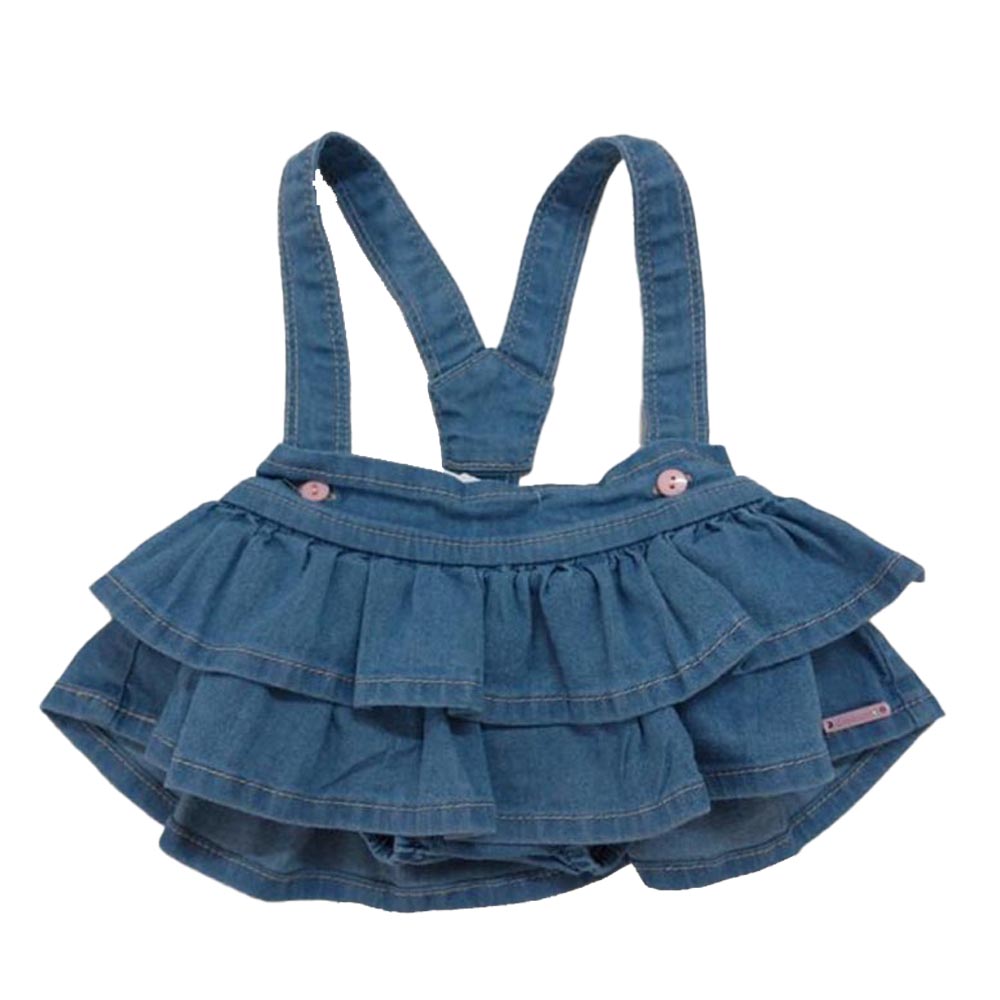 Jardineira / Tapa Fralda Jeans Com Babados - Dmenor