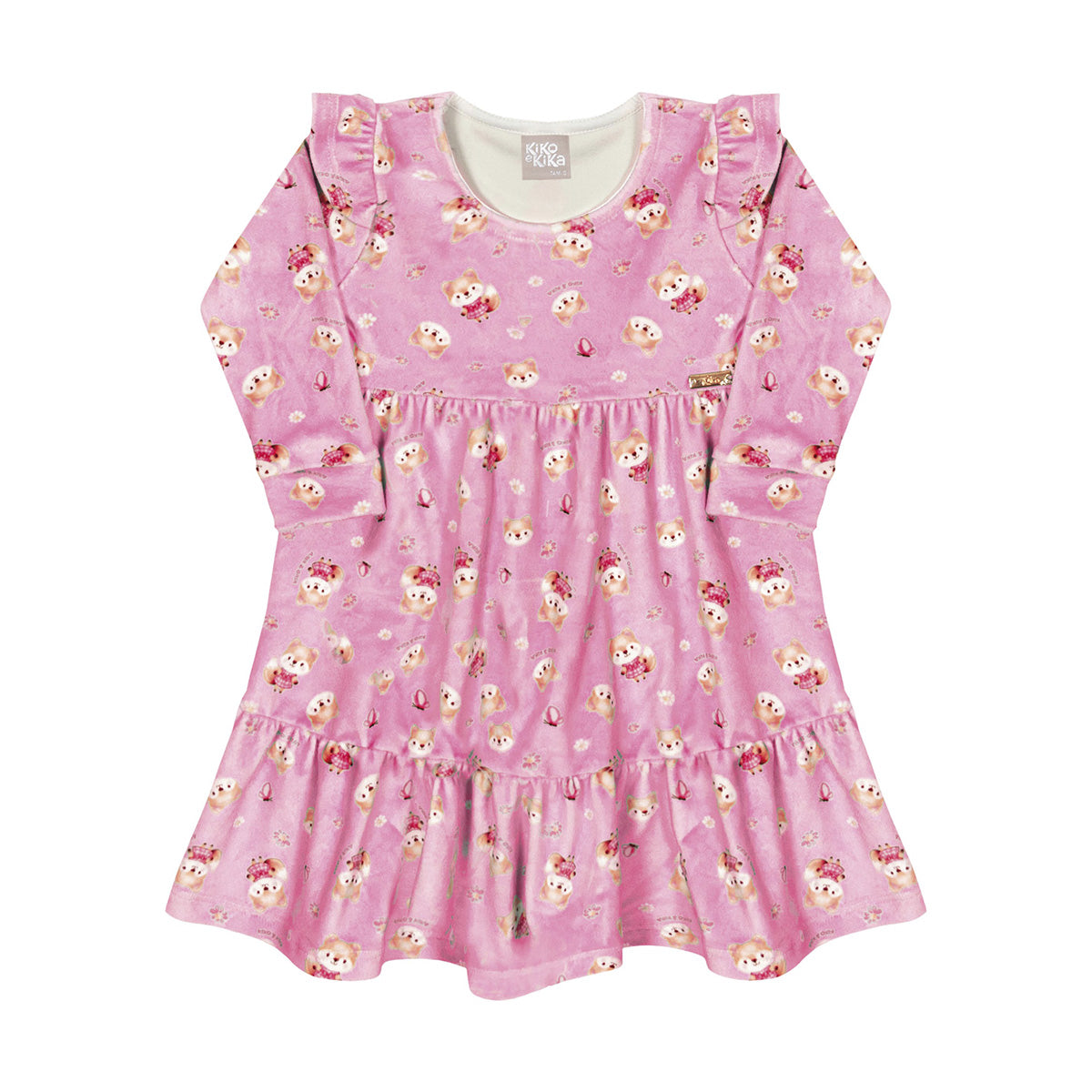 Vestido Bebê em Plush Raposinhas - Kiko e Kika