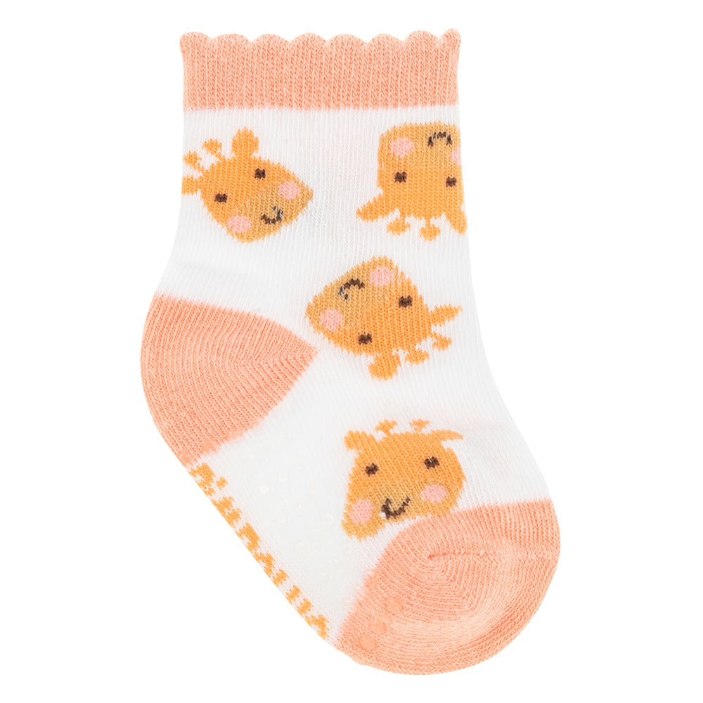Kit 3 Pares Meia Antiderrapante Menina 16-20 Girafa - Pimpolho