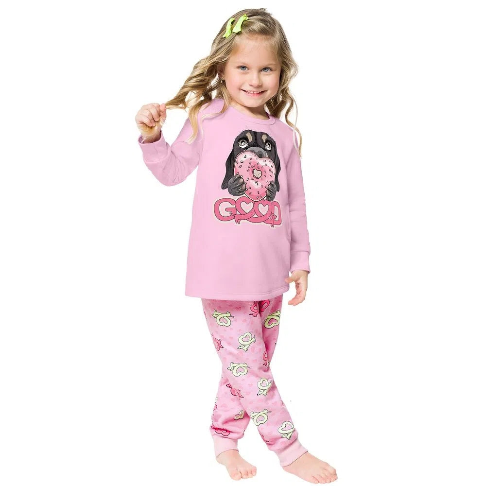 Pijama Infantil Menina Moletom Peluciado Cachorrinho - Kyly