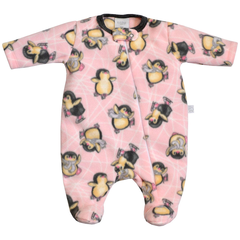 Macacão em Soft Com Zíper Pinguins - Tilly Baby