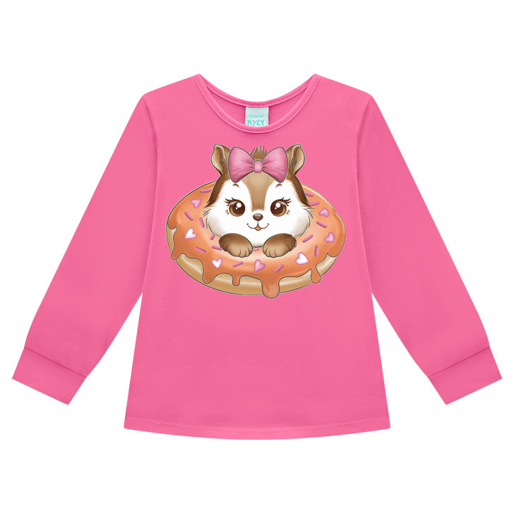 Pijama Menina em Meia Malha Brilha no Escuro Donut - Kyly