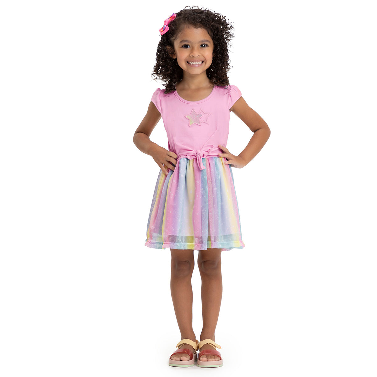 Vestido Infantil Arco-Íris Cotton e Tule - Have Fun