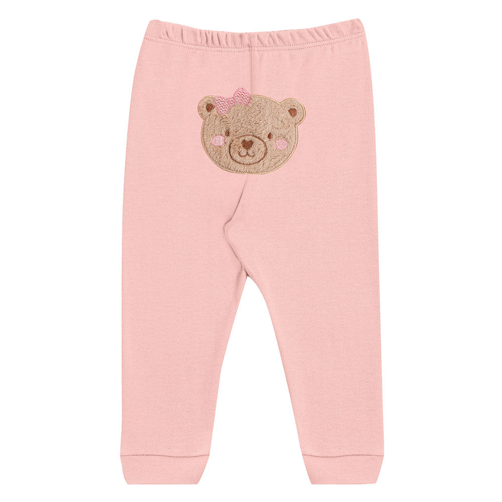 Calça Bebê Menina Suedine Bordado Ursinho - Kiko Baby