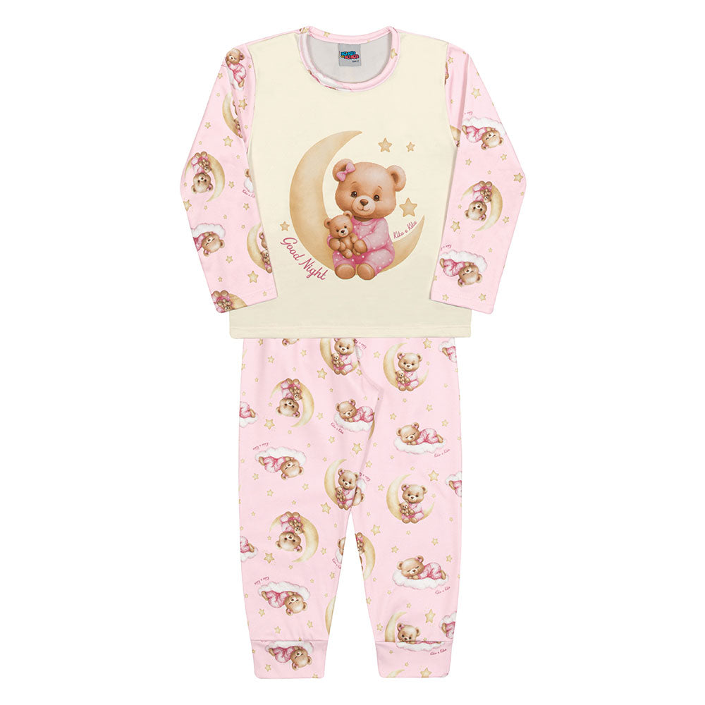 Pijama Bebê Menina Malha Térmica Ursinha - Kiko e Kika