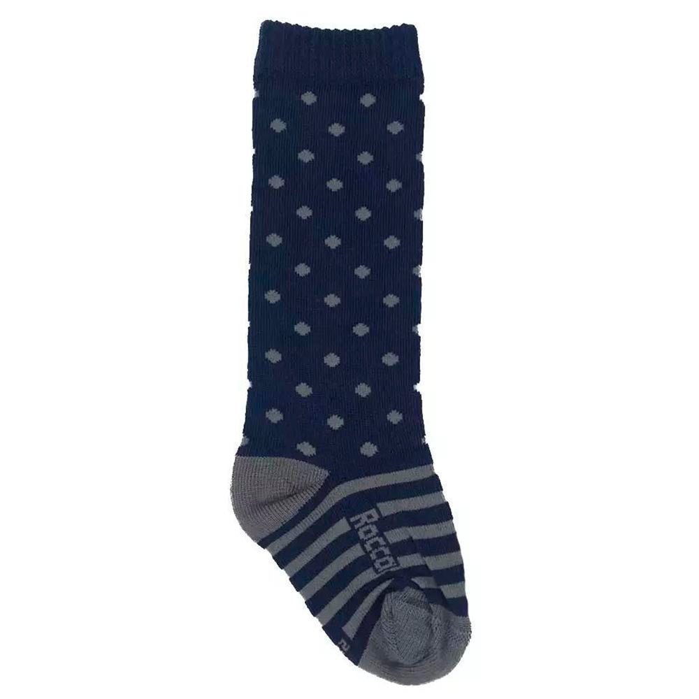 Meia 3/4 Bebê Infantil Azul Marinho e Cinza Poá - Rocca
