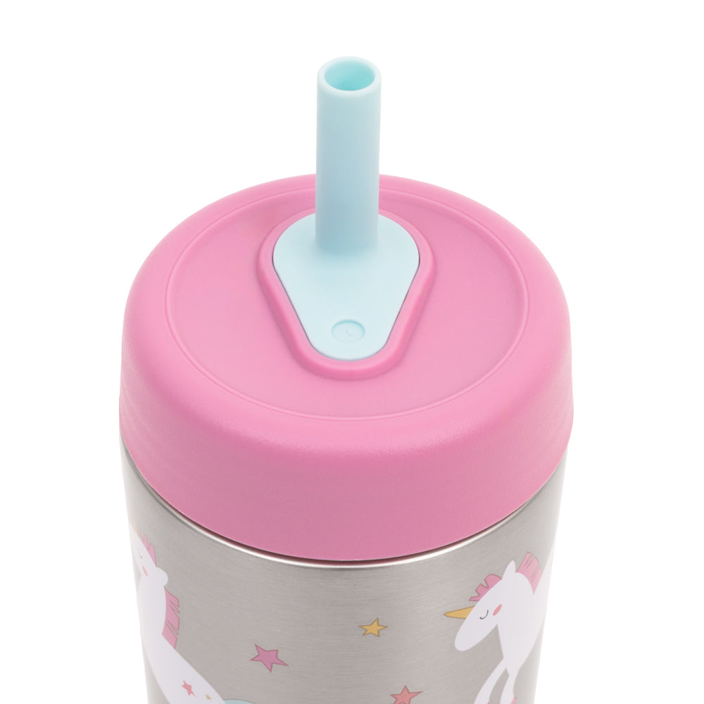 Copo Térmico Antivazamento Canudo 320ml Unicórnio - Buba