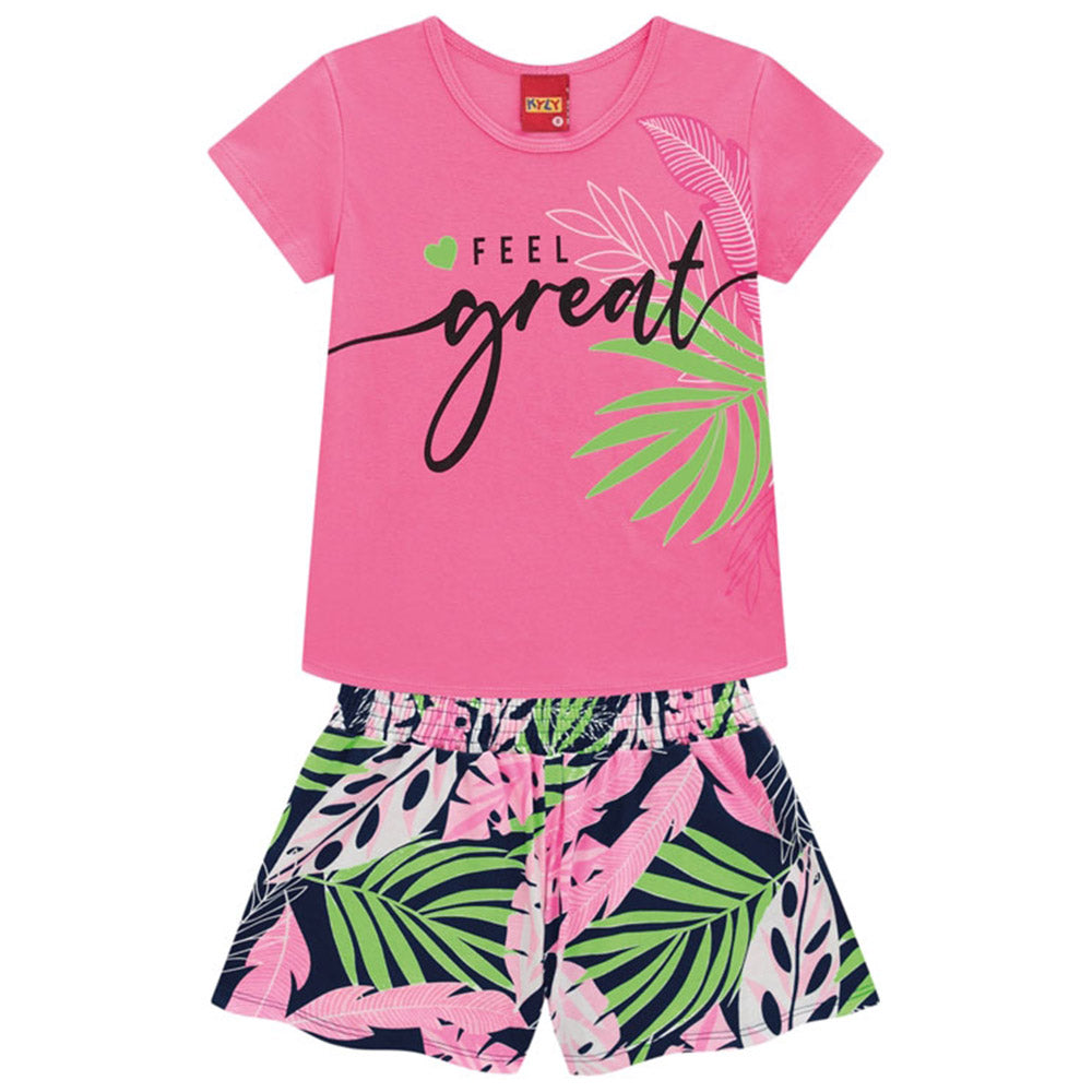 Conjunto Infantil Menina Blusa e Short Feel Great - Kyly