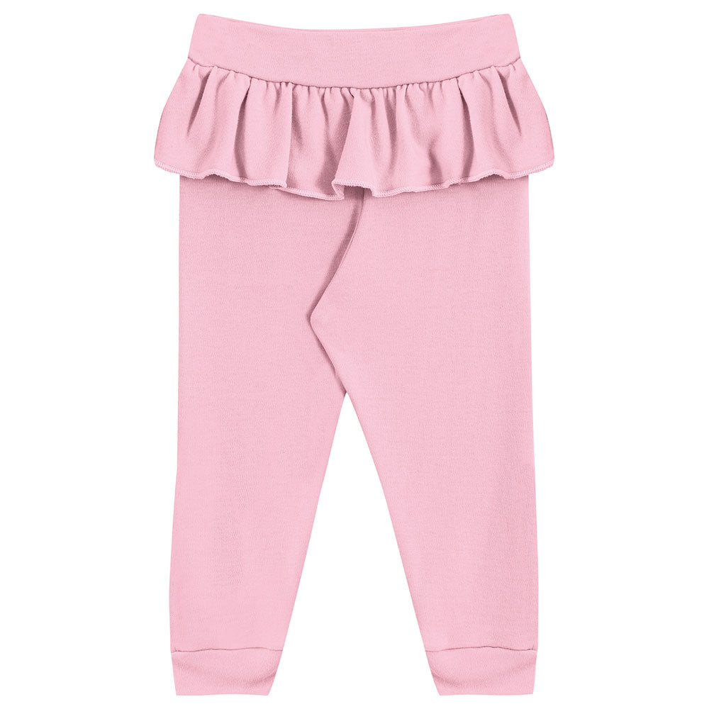 Calça Bebê Menina Suedine Babados Rosa - Kiko Baby