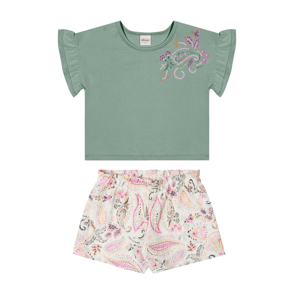 Conjunto Infantil Menina Blusa e Short Paisley - Elian