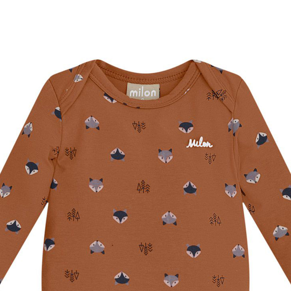 Body Manga Longa Bebê Menino em Cotton Raposa - Milon