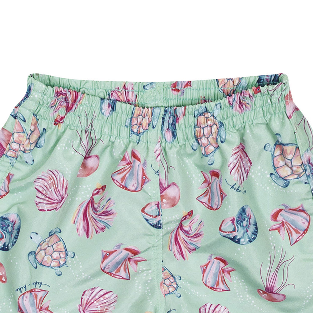 Short Tactel Infantil Menina C/ Proteção UV 50+ Fundo do Mar - Kiko e Kika