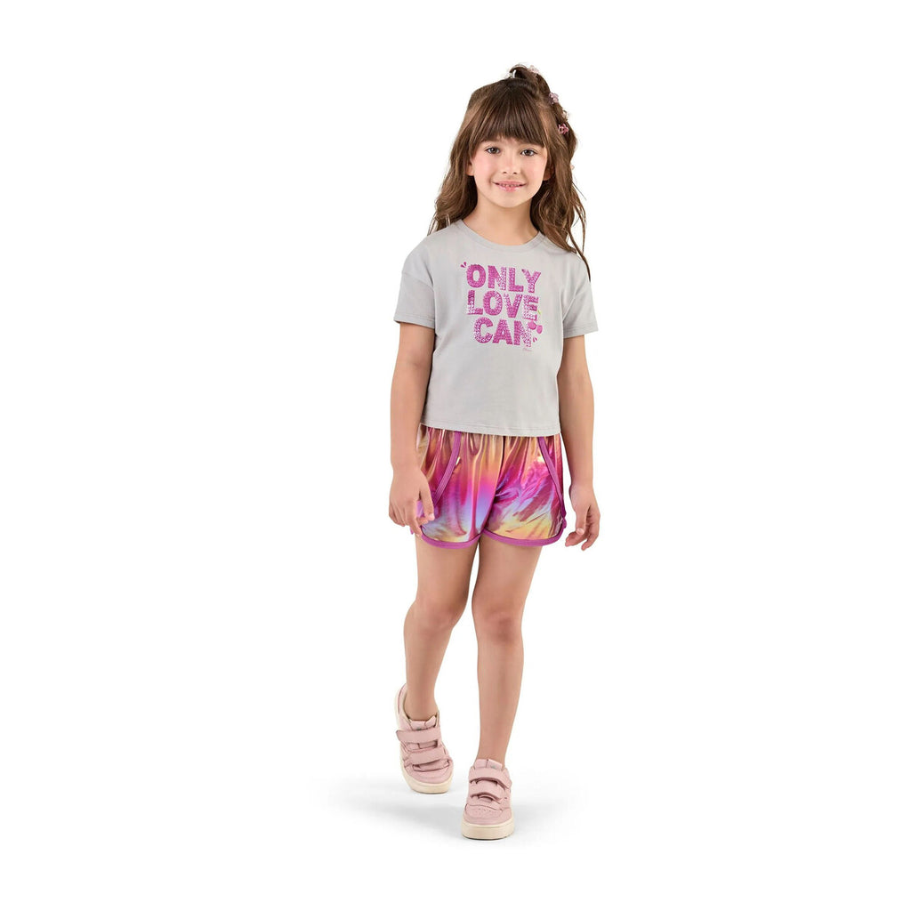 Conjunto Infantil Menina Com Short Holográfico - Elian