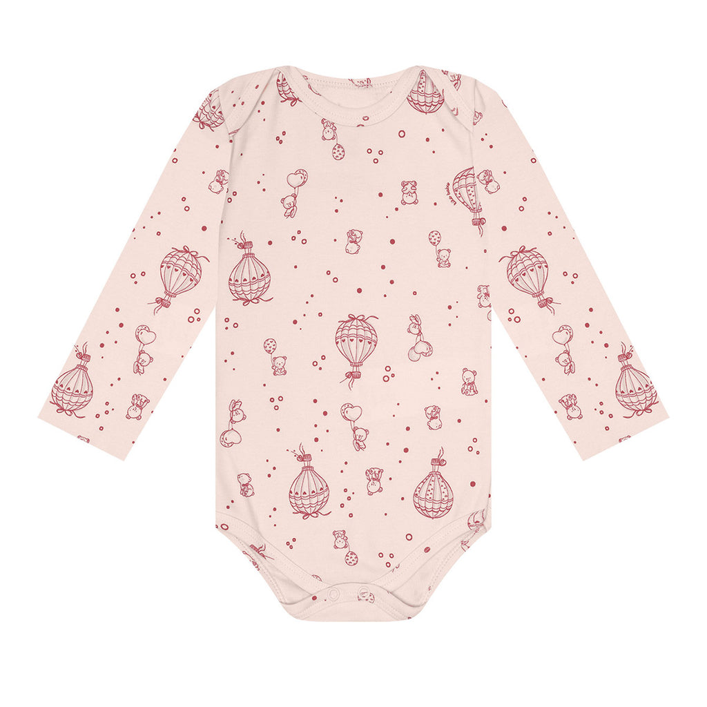 Body Manga Longa Bebê Menina Balões e Ursinhos - Kiko Baby