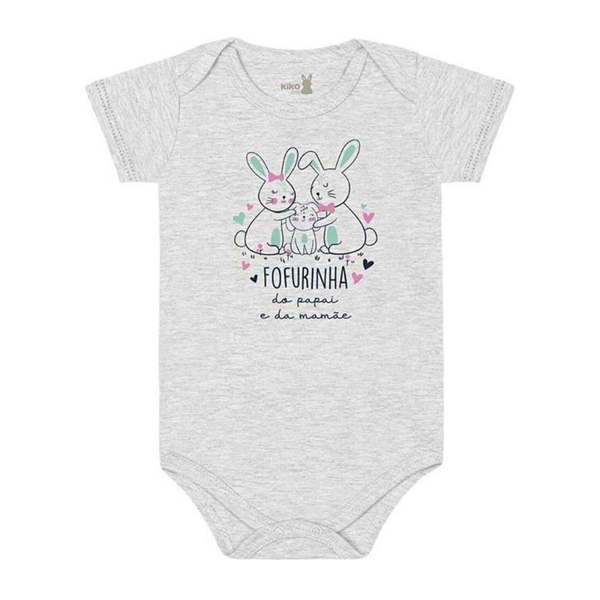 Body Manga Curta Bebê Menina Papai e Mamãe - Kiko Baby