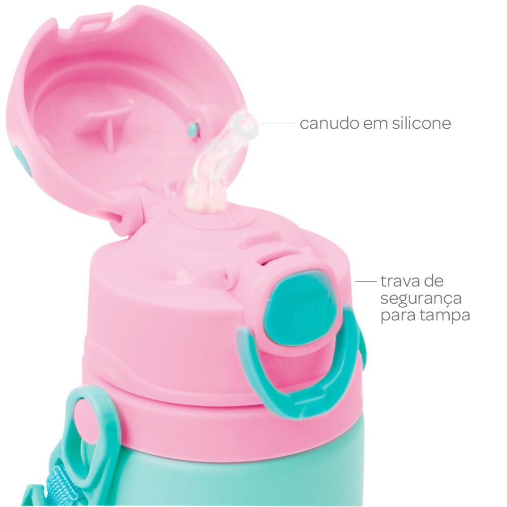 Garrafa de Alumínio Infantil Canudo 400ml Girafa - Buba