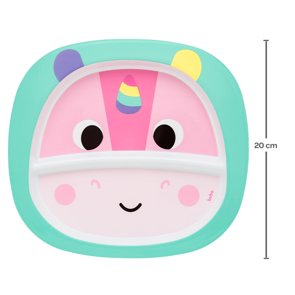 Pratinho Bebê Infantil com Divisória Buba Zoo Unicórnio - Buba