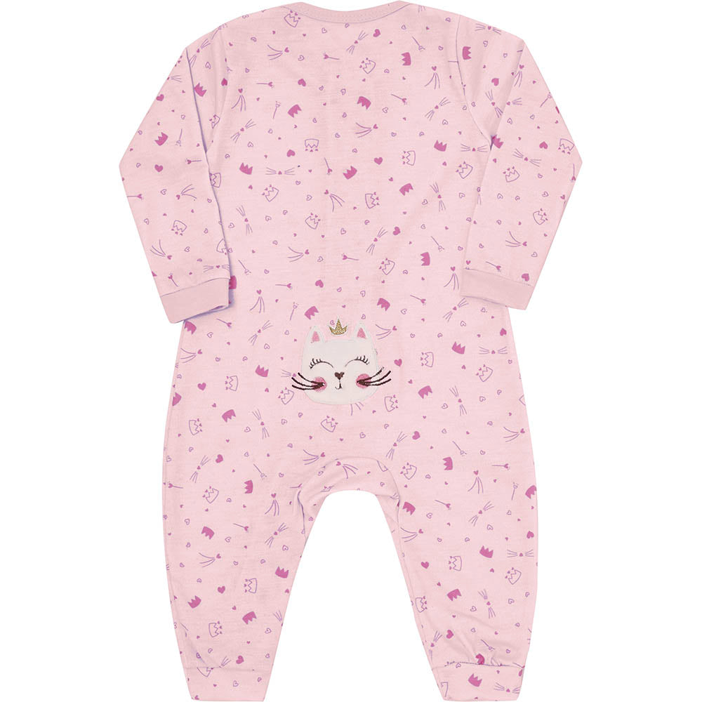 Macacão Bebê Menina Suedine C/ Zíper Rosa Íris - Kiko Baby