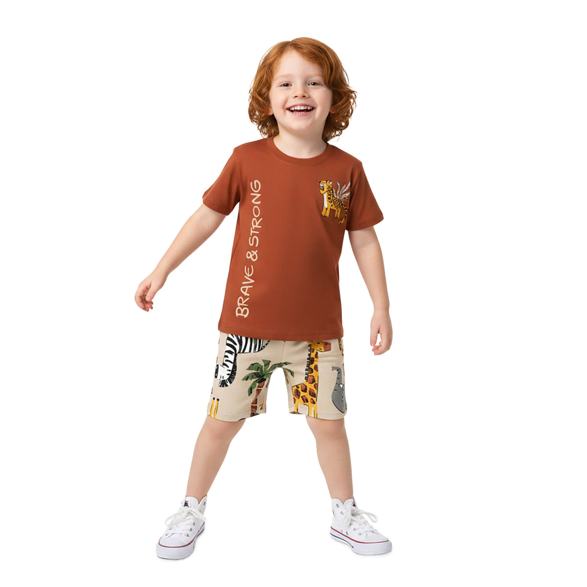 Conjunto Infantil Menino Camiseta e Bermuda Safári - Kyly